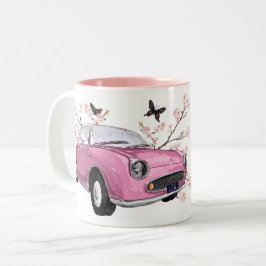 Pink Figaro coffee mug - koffiemok theemok roze Tweekleurige Koffiemok