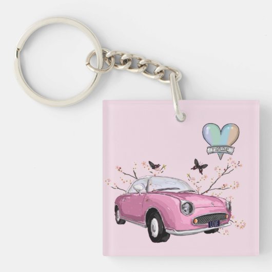 Pink Figaro key chain - sleutelhanger roze figaro (voorkant)