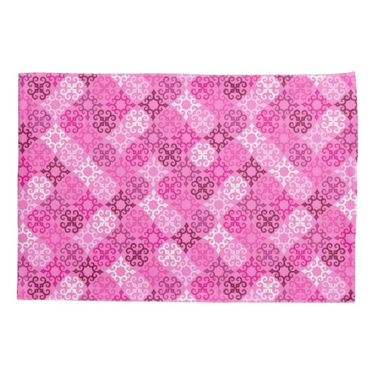 Pink Filigree Diamond Pattern Kussensloop (Achterkant)