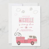 Pink Firetruck Invitation d'anniversaire (Devant)