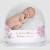 Pink First Christmas Double Photo Sneeuwbol (Achterkant)