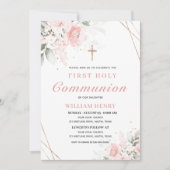 Pink First Holy Communion Invitation  (Devant)