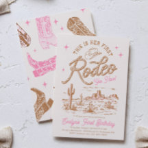 Pink First Rodeo Invitation 