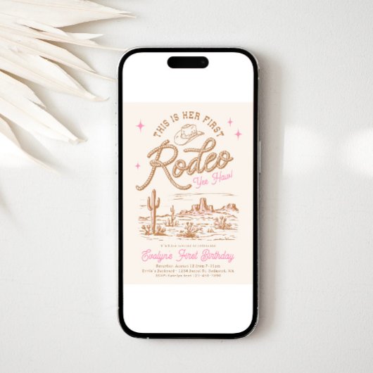 Pink First Rodeo Invitation