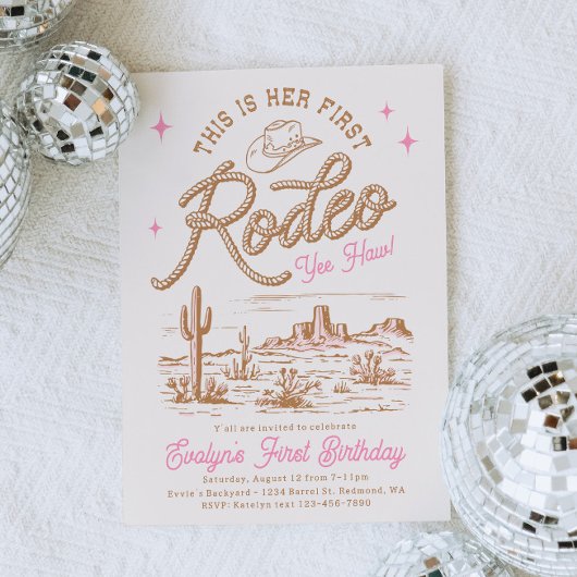 Pink First Rodeo Invitation