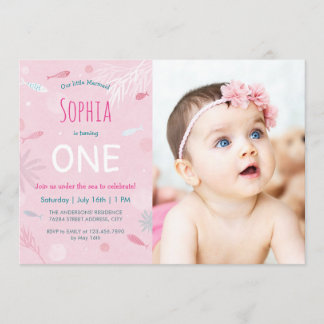 Pink Fish Kids Verjaardagsfeest Fotokaart Kaart