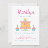 Pink Five est douce 5e anniversaire Invitation (Devant)