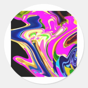 Pink Flair Waves: Geluk, Heling en Glimlach Ronde Sticker