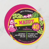 PINK FLAMANT ROSE Anniversaire Fête Invitation (Devant / Derrière)