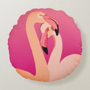 Pink, Flamant rose Love Coussin rond