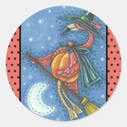 PINK FLAMANT ROSE WITCH, HALLOWEEN STICKERS Sheet  (Devant)