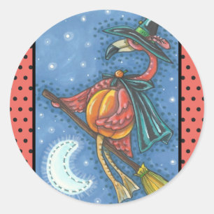 PINK FLAMANT ROSE WITCH, HALLOWEEN STICKERS Sheet 