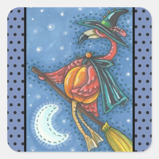 PINK FLAMANT ROSE WITCH, HALLOWEEN STICKERS Sheet  (Devant)