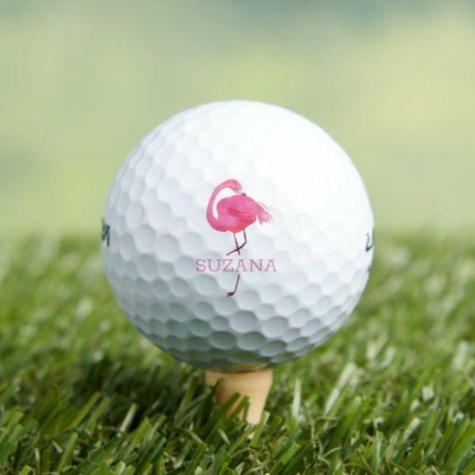 Pink flamingo 2 balles de golf monogramme (T-shirt Insitu)