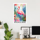 Pink Flamingo Art Poster Tropical Jungle Floral (Bureau à domicile)