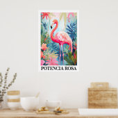 Pink Flamingo Art Poster Tropical Jungle Floral (Cuisine)