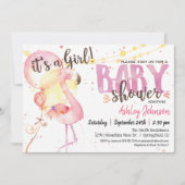 Pink Flamingo Baby shower uitnodiging (Voorkant)