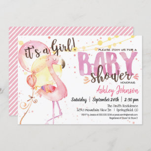 Pink Flamingo Baby shower uitnodiging