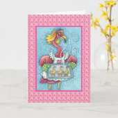 PINK FLAMINGO BAKING COOKIES, WENSKAART blanco Kaart (Gele Bloem)