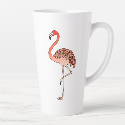 Pink Flamingo Bird Lineart-57567 Coffee Mug Latte Mok (Rechts)