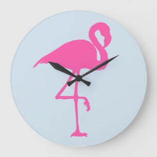 PINK FLAMINGO CLOCK GROTE KLOK