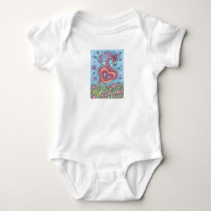 PINK FLAMINGO CUPID Hearts BABY JERSEY BODYSUIT