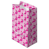 Pink flamingo double motif sac cadeau rose (Devant Angle)
