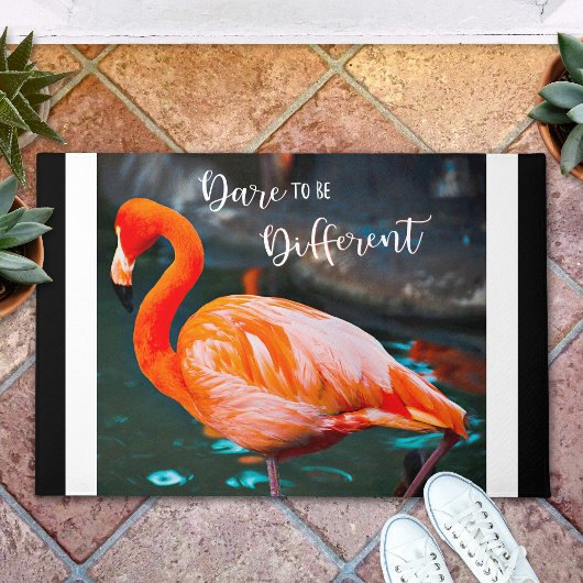 Pink Flamingo Durf anders te zijn Citaat Script Deurmat