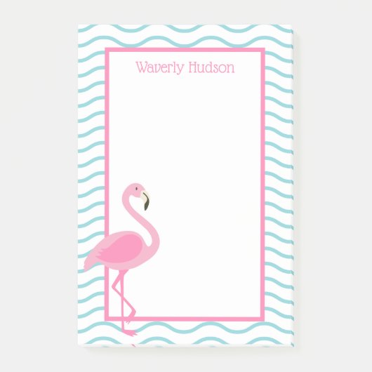 Pink Flamingo gepersonaliseerde Post-it Notitieblo Post-it® Notes (Voorkant)