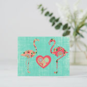 Pink Flamingo Love Briefkaart (Staand voorkant)