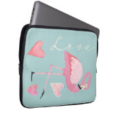 Pink Flamingo Love Electronics Bag Laptop Sleeve (Voorkant Rechts)