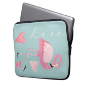 Pink Flamingo Love Electronics Bag Laptop Sleeve (Voorkant Links)