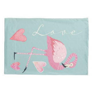 Pink Flamingo Love Pillowcase Kussensloop