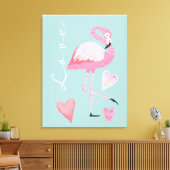 Pink Flamingo Love Stretched Canvas Print (Insitu (Woonkamer))