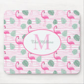 Pink Flamingo Oval Initial Monogram, Personalized Muismat (Voorkant)