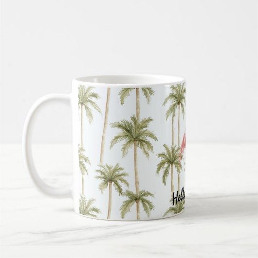 Pink Flamingo Palm Trees Koffiemok (Links)