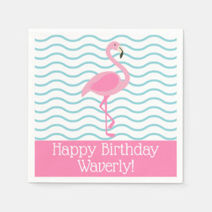 Pink Flamingo Personalized Party Napkins Servet
