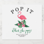 Pink Flamingo - Pop het! Als ze poppen! Sparkling Wijnetiket (Enkel label)