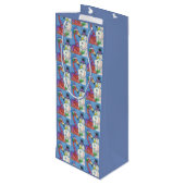 PINK FLAMINGO SNOWMAN CHRISTMAS GIFT BAG - WIJN WIJN CADEAUTAS (Achterkant Gekanteld)