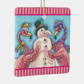 PINK FLAMINGO SNOWMAN, CHRISTMAS HOLIDAY ORNAMENT (Rechts)