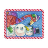 PINK FLAMINGO SNOWMAN CHRISTMAS MAGNET Rectangle Magneet (Horizontaal)