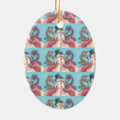 PINK FLAMINGO SNOWMAN, FUNNY CHRISTMAS SNEBIRD KERAMISCH ORNAMENT (Achterkant)
