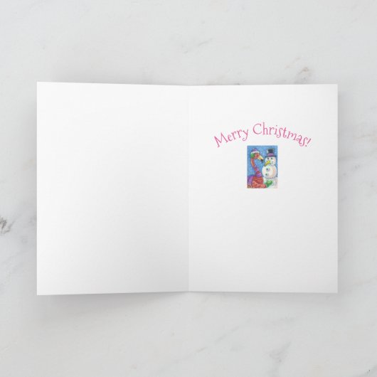 PINK FLAMINGO SNOWMAN HOLIDAY GREETING KAART Verse (Binnen)