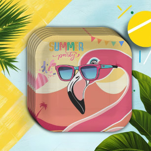 Pink Flamingo Summer Party Papieren Bordje