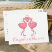 Pink Flamingo Tropical Beach Couples Bridal Shower Uitnodiging Briefkaart