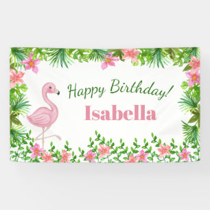 Pink Flamingo Tropical Girl's Birthday Party Spandoek