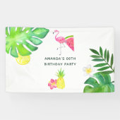 Pink Flamingo Tropical Waterverf Summer Party Spandoek (Horizontaal)