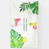 Pink Flamingo Tropical Waterverf Summer Party Spandoek (Verticaal)