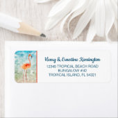 Pink Flamingo | Tropisch strand Etiket (Insitu)