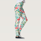 Pink Flamingos and Tropical Flowers Pattern Leggings (Rechts)